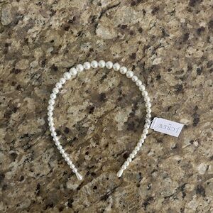 J. Crew Pearl Beaded Headband in Ivory White